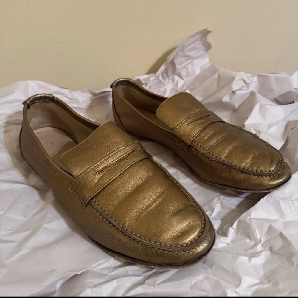 Jamie Haller The Penny Loafer Shoes Leather Bronzo Gold 38